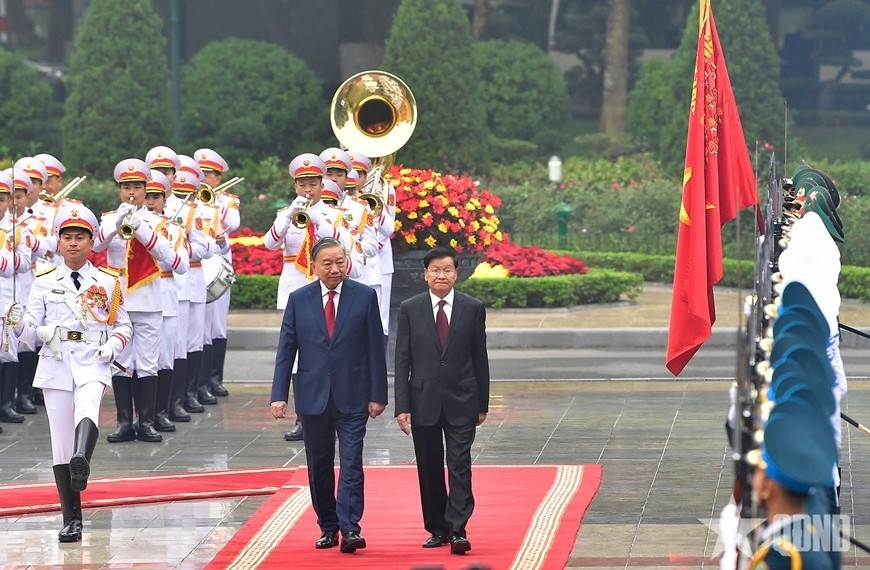 Tổng Bí thư Tô Lâm chủ trì Lễ đón Tổng Bí thư, Chủ tịch nước Lào thăm cấp Nhà nước tới Việt Nam